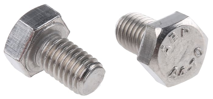 RS PRO Plain Stainless Steel, Hex Bolt, M5 x 8.0mm