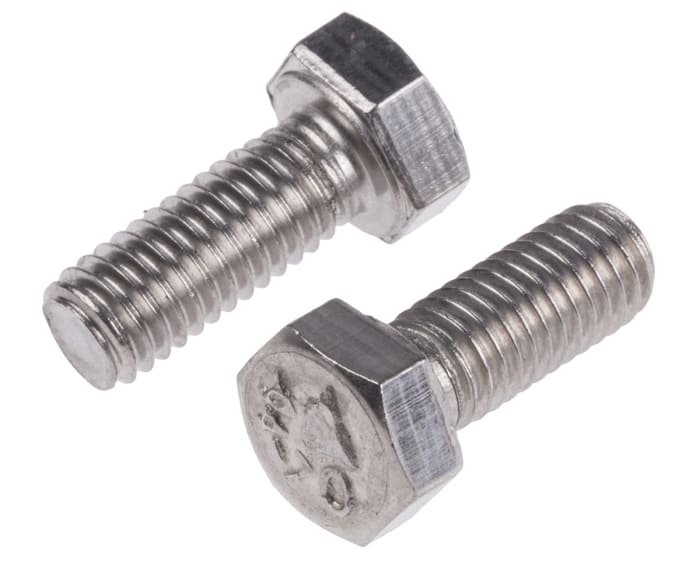 RS PRO Plain Stainless Steel Hex, Hex Bolt, M5 x 12mm