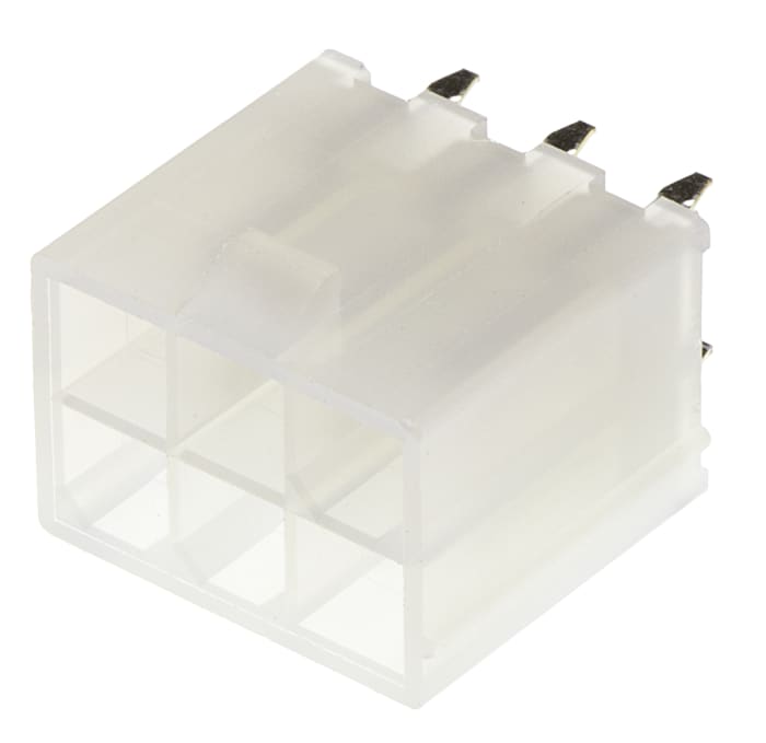 Molex Mini-Fit Jr. Series Straight Through Hole PCB Header, 6 Contact(s), 4.2mm Pitch, 2 Row(s), Shrouded