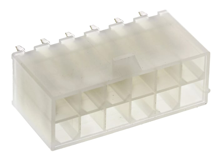 Molex Mini-Fit Jr Series Straight Through Hole PCB Header, 12 Contact(s), 4.2 mm Pitch, 2 Row, Shrouded