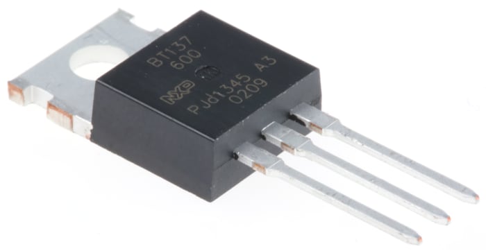 BT137-600,127 8A, 600V, TRIAC, Gate Trigger 1.5V 70mA, 3-pin, Through Hole, TO-220AB WeEn Semiconductors Co., Ltd