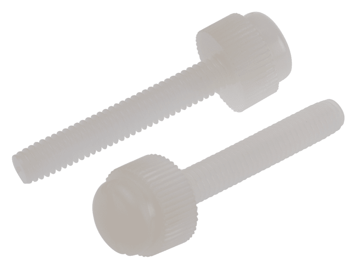 Ruční šroub, Půlkulová vroubkovaná, velikost závitu: M4, délka závitu: 25mm, Nylon, Prostý