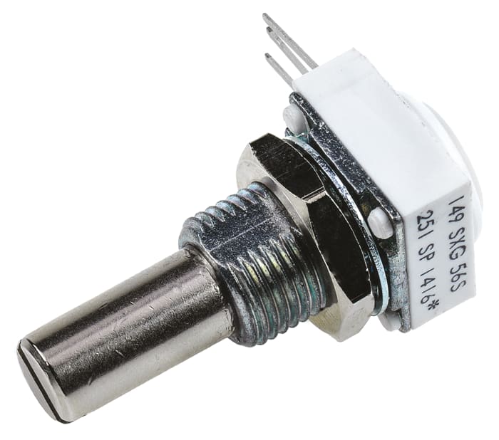 Vishay 149 250Ω Rotary Potentiometer 1-Gang, Panel Mount (Through Hole), 14910F0GJSX10251KA