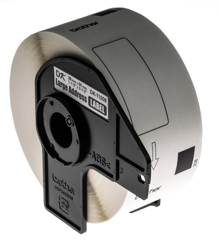 Brother White Black Print Label Roll, 90mm Width, 38mm Height, 400Per Roll Qty