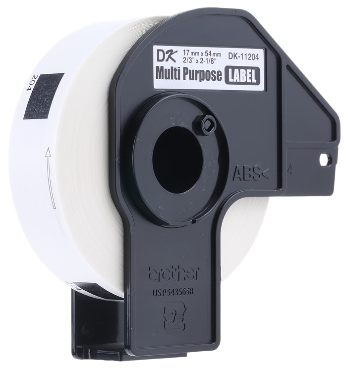 Brother White Black Print Label Roll, 54 mm Width, 400 Per Roll Qty, 54 mm