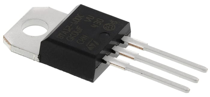 STMicroelectronics Through Hole, 3-pin, TRIAC, 600V, Gate Trigger 1.3V 600V