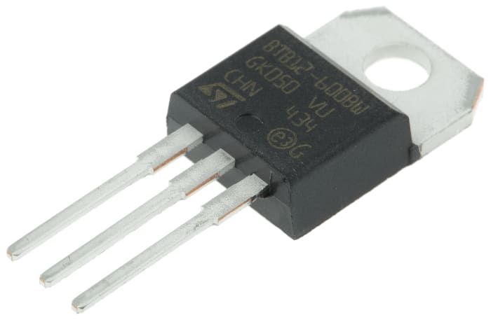 STMicroelectronics Through Hole, 3-pin, TRIAC, 600V, Gate Trigger 1.3V 600V