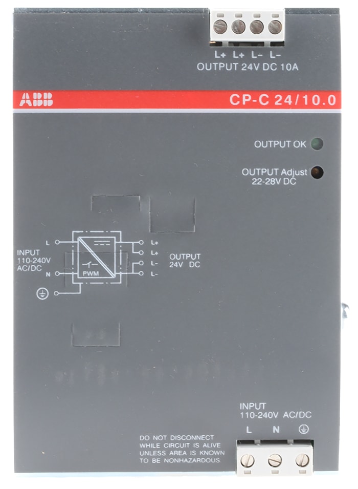 ABB CP-C Switch Mode DIN Rail Panel Mount Power Supply, 230V ac ac Input, 24V dc dc Output, 10A Output, 240W