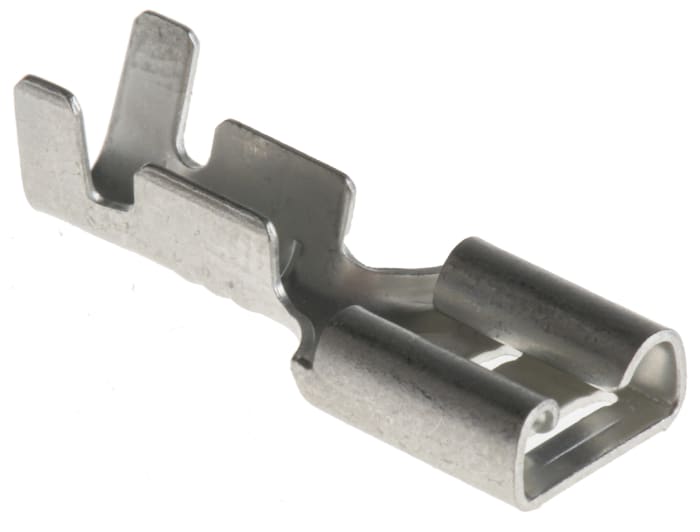 RS PRO Uninsulated Female Spade Connector, Open barrel, 6.35 x 0.8mm Tab Size, 1.5mm² to 2.5mm²