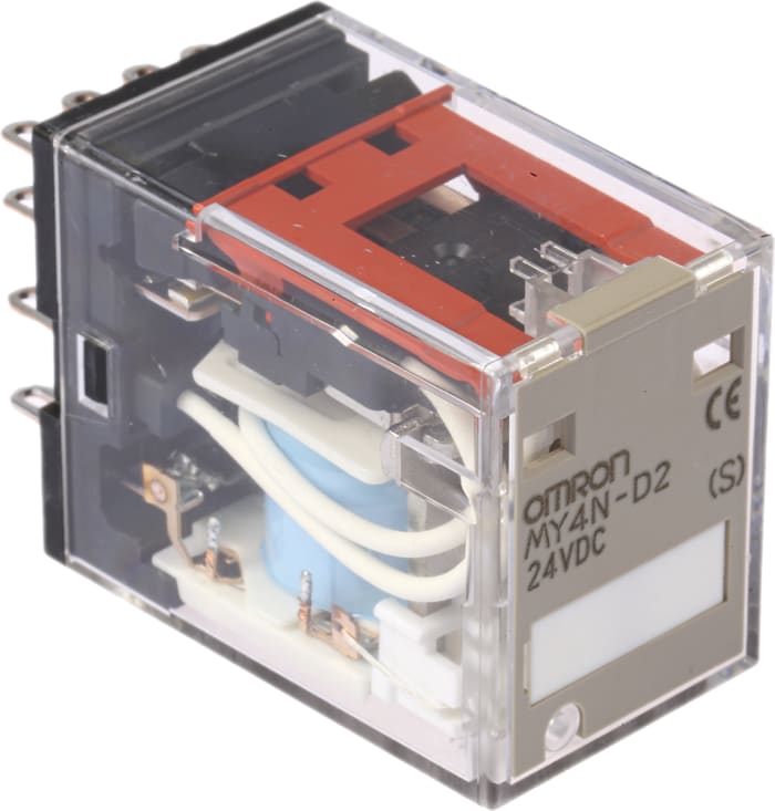 Relé de potencia sin enclavamiento Omron MY4 de 4 polos, 4PDT, bobina 24V dc, 5A, enchufable