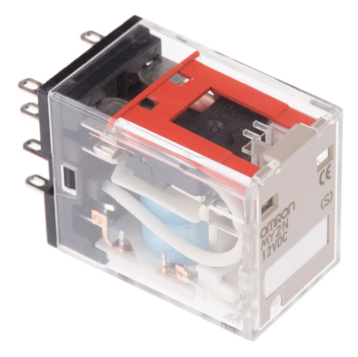 Relé de potencia sin enclavamiento Omron MY de 2 polos, DPDT, bobina 12V dc, 5A, enchufable