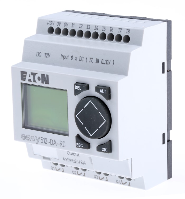 Eaton easy Logic Module, 12 V dc Relay, 8 x Input, 4 x Output With Display
