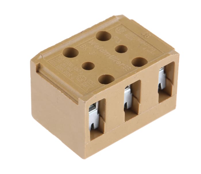 Weidmuller SAK Series Non-Fused Terminal Block, 3-Way, 32A, 22 → 12 AWG Wire, Screw Termination