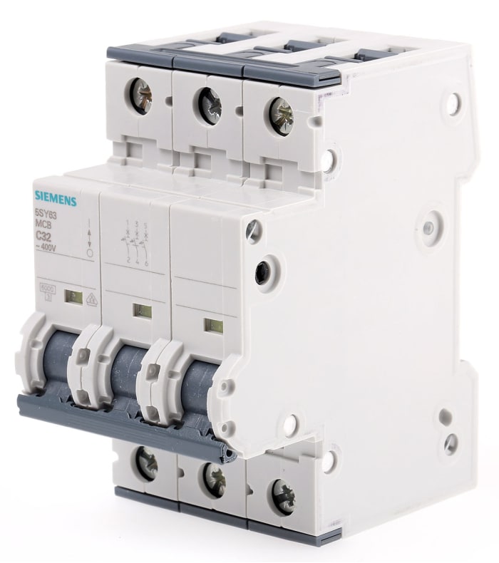 Interruptor automático 3P, 32A, Curva Tipo C, Poder de corte 6 kA, Sentron, Montaje en Carril DIN