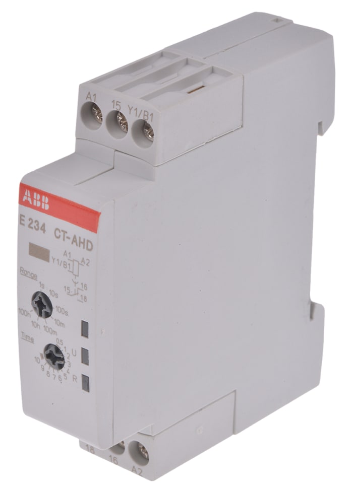 ABB DIN Rail Mount Timer Relay, 24 → 240 V ac, 24 → 48V dc, 1-Contact, 0.05 s → 100h, 1-Function,