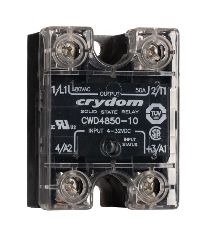 Relé de estado sólido Sensata Crydom CW de 1 polo, control 4 → 32 V dc, carga 48 → 530V ac, 50 A rms