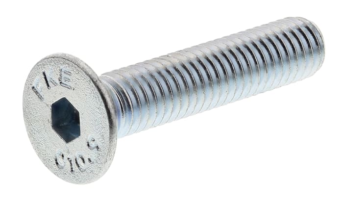 RS PRO M5 x 25mm Hex Socket Countersunk Screw Bright Zinc Plated Steel