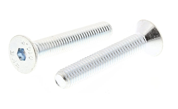RS PRO M5 x 30mm Hex Socket Countersunk Screw Bright Zinc Plated Steel