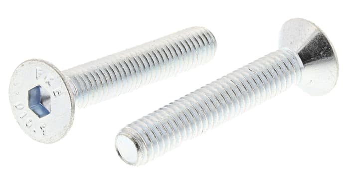 RS PRO Bright Zinc Plated Steel Hex Socket Countersunk Screw, DIN 7991, M6 x 35mm