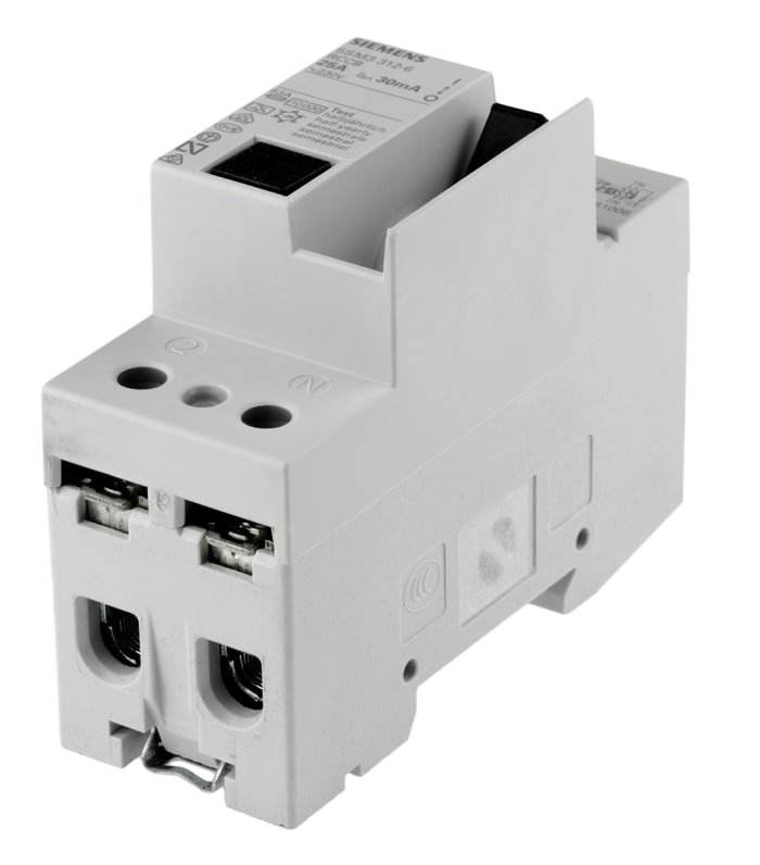 Siemens 1P+N 25 A RCD Switch, Trip Sensitivity 30mA