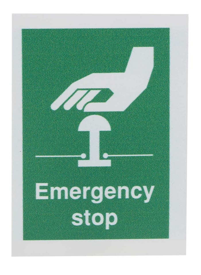 RS PRO Vinyl Green Safe Conditions Sign, Emergency Stop, English