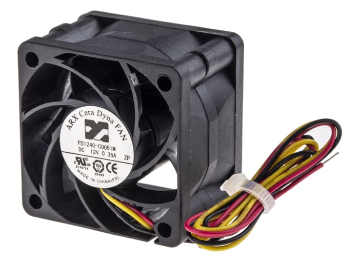 ARX CeraDyna Series Axial Fan, 12 V dc, DC Operation, 28.3m³/h, 3.72W, 310mA Max, 40 x 40 x 28mm