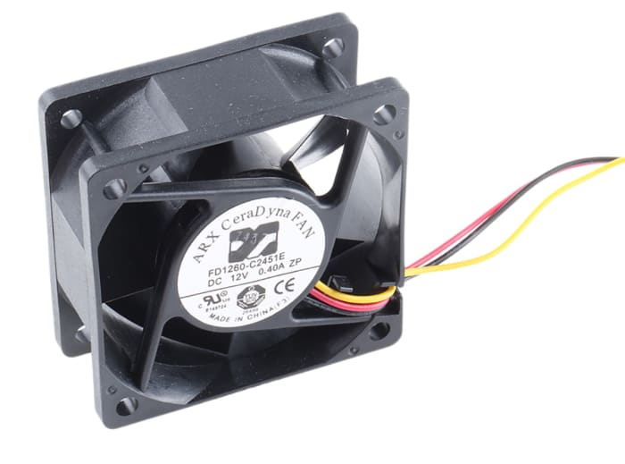 ARX CeraDyna Series Axial Fan, 12 V dc, DC Operation, 55.6m³/h, 3.6W, 300mA Max, 60 x 60 x 25mm