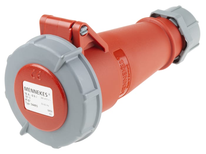MENNEKES, AM-TOP IP67 Red Cable Mount 4P Industrial Power Socket, Rated At 16A, 400 V