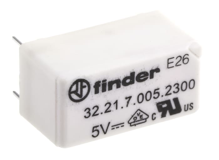 Finder PCB Mount Power Relay, 5V dc Coil, 6A Switching Current, SPST
