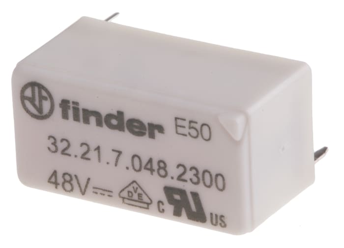 Finder PCB Mount Power Relay, 48V dc Coil, 6A Switching Current, SPST
