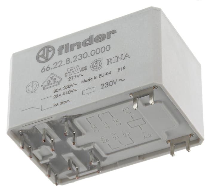 Finder 60 Series Relais De Puissance 2 RT, Bobine 24V C.c. Enfichable 1 A 2 Inverseurs Rt 1 Pcs 1074539