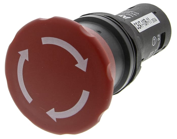 ABB Compact Series Emergency Stop Push Button, Panel Mount, 22.5mm Cutout, SPDT, IP66, IP67, IP69K