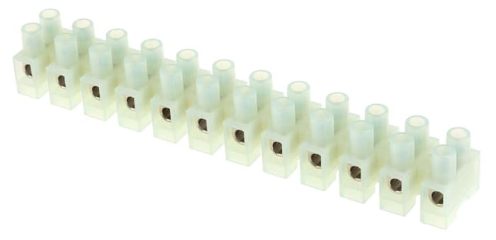 RS PRO Non-Fused Terminal Block, 12-Way, 57A, 10 mm² Wire, Screw Down Termination