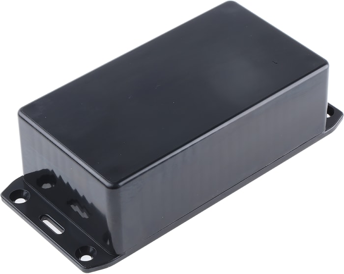 Hammond 1591 Series Black Flame Retardant ABS Enclosure, IP54, Flanged, Black Lid, 120 x 65 x 36mm