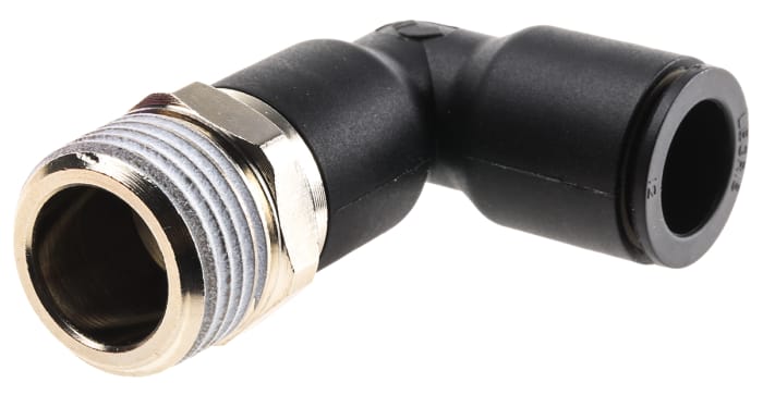 Legris LF3000 Series Elbow Threaded Adaptor, R 1/2 Male to Push In 12 mm, Threaded-to-Tube Connection Style