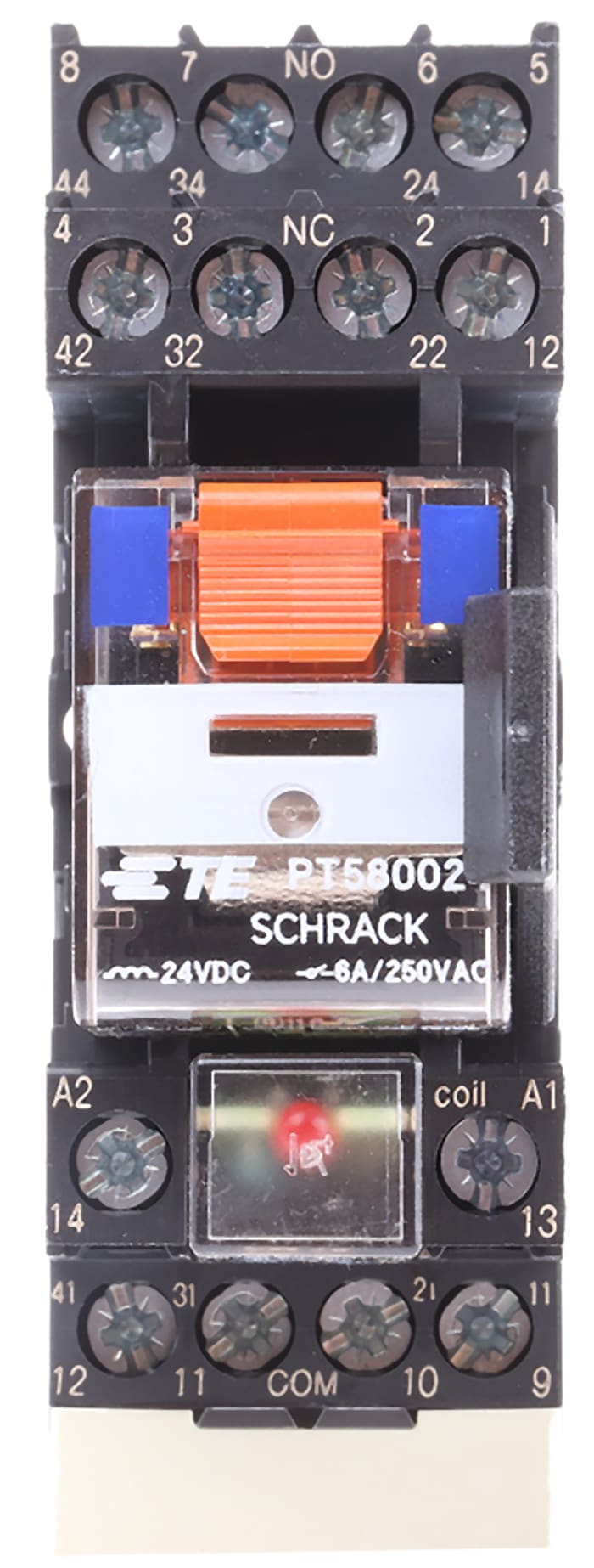 TE Connectivity DIN Rail Power Relay, 24V dc Coil, 6A Switching Current, 4PDT