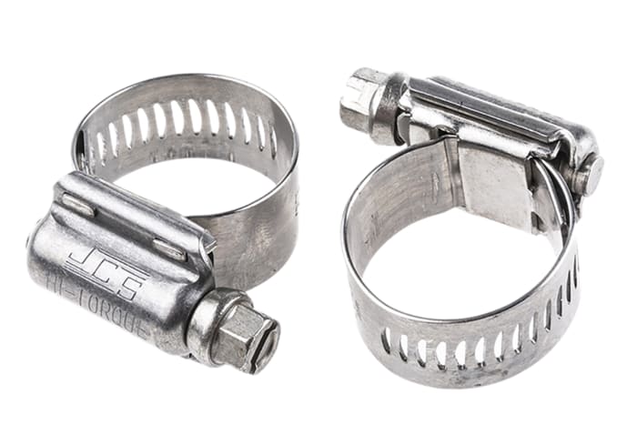 Abrazadera de tornillo sin fin HI-TORQUE de Acero Inoxidable, Ø int. 20 → 27mm, anch. 16mm, accionador hex.