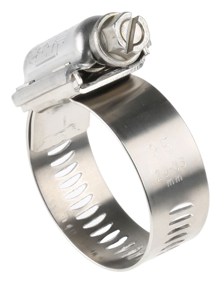 Abrazadera de tornillo sin fin HI-TORQUE de Acero Inoxidable, Ø int. 20 → 35mm, anch. 16mm, accionador hex.