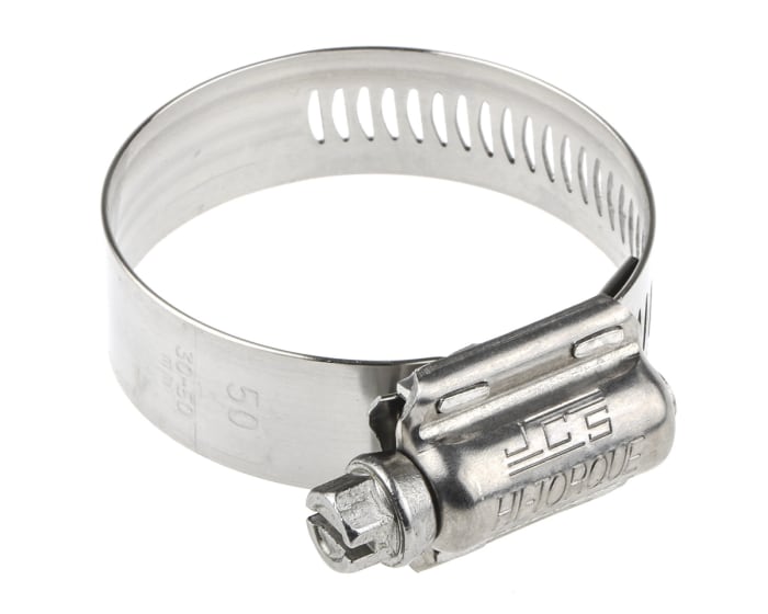 Abrazadera de tornillo sin fin HI-TORQUE de Acero Inoxidable, Ø int. 30 → 50mm, anch. 16mm, accionador hex.