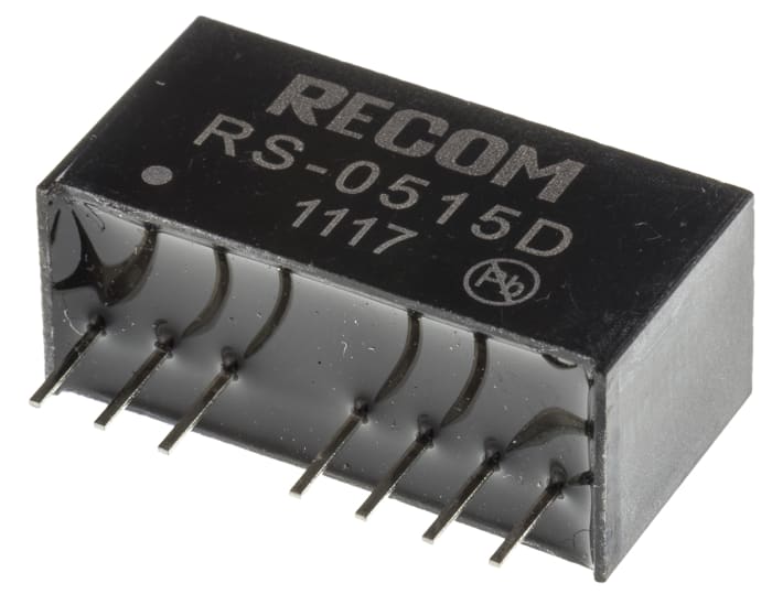 Recom RS DC-DC Converter, ±15V dc/ ±67mA Output, 4.5 → 9 V dc Input, 2W, Through Hole, +85°C Max Temp -40°C Min