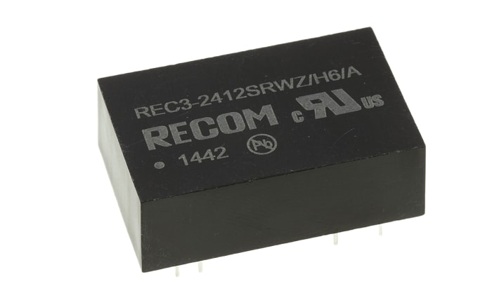 Recom REC3 DC-DC Converter, 12V dc/ 250mA Output, 9 → 36 V dc Input, 3W, Through Hole, +85°C Max Temp -40°C Min