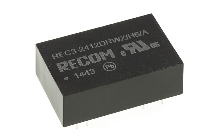 Recom REC3 DC-DC Converter, ±12V dc/ ±125mA Output, 9 → 36 V dc Input, 3W, Through Hole, +85°C Max Temp -40°C