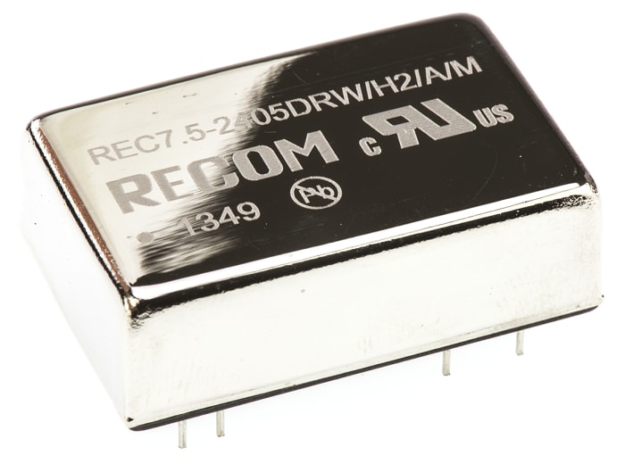 Recom REC7.5 Isolated DC-DC Converter, ±5V dc/ ±750mA Output, 18 → 36 V dc Input, 7.5W, Through Hole, +71°C Max