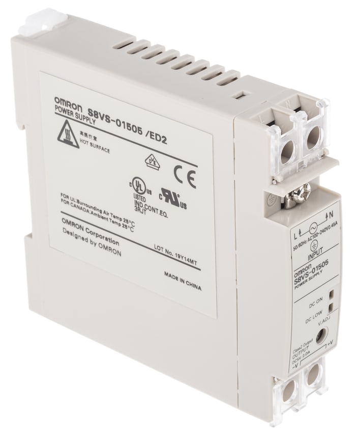 Omron S8VS Switched Mode DIN Rail Power Supply, 85 → 264V ac ac Input, 5V dc dc Output, 2A Output, 15W