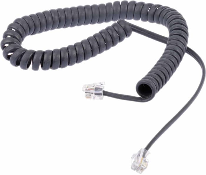 RS PRO Male RJ9 to Male RJ9 Telephone Extension Cable, Grey Sheath, 2.5m