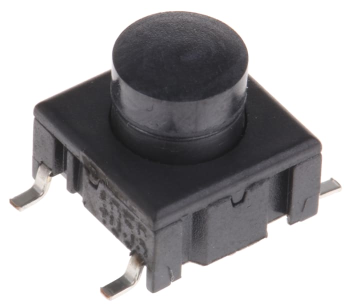 MEC IP67 Black Button Tactile Switch, SPST 50 mA @ 24 V dc 4.4mm PCB