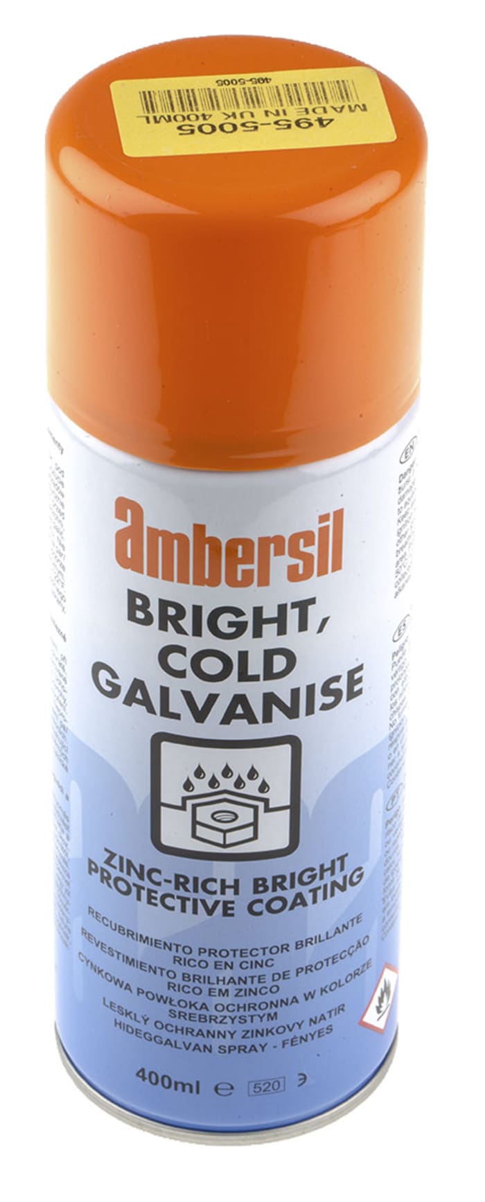Ambersil Gümüş Çinko Sprey Boya 400ml Saten Finisaj, Korozyon Önleme, Astar Boya İçin
