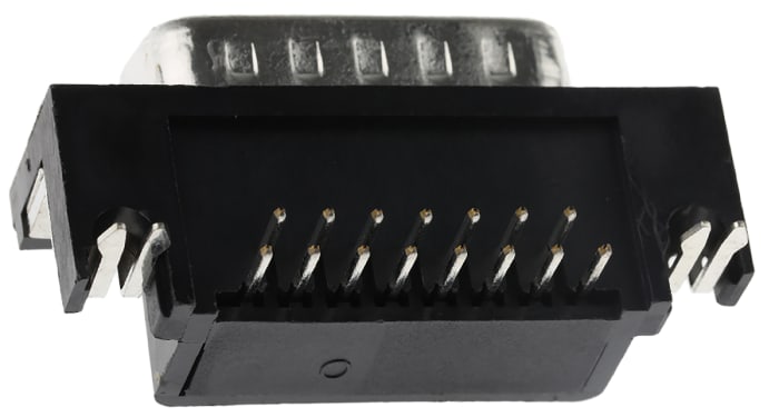 TE Connectivity Amplimite HD-20 15 Way Right Angle PCB D-sub Connector Plug, 2.77mm Pitch, with 4-40 UNC Threaded