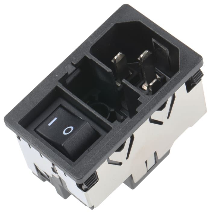 Konektor IEC C14, Samec, orientace těla: Pravý úhel, Nasazovací, 10A, 250 V