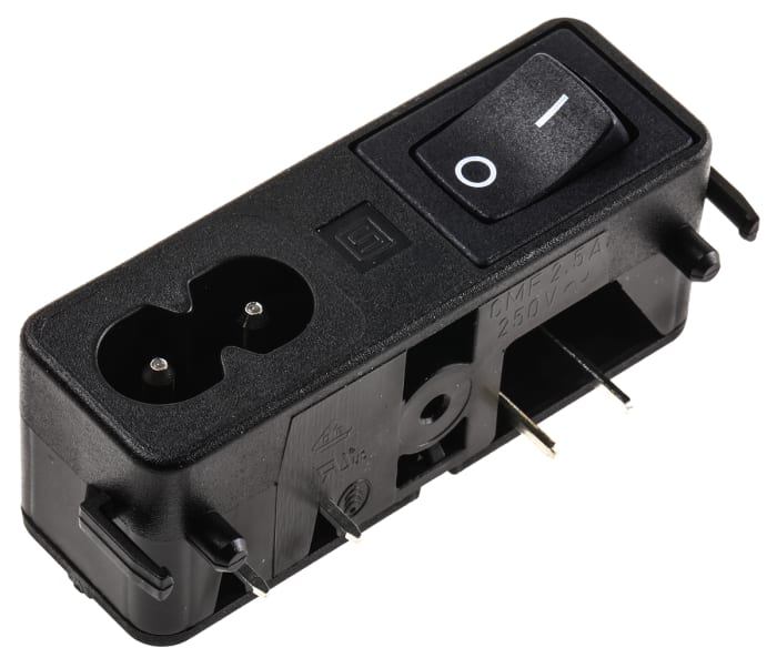 Schurter C8 Right Angle Panel Mount IEC Connector Male, 2.5A, 250 V